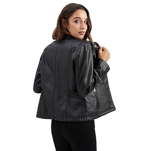 Adhdyuud Vrouwen Vintage Zwart Lederen Jas Herfst Casual Zakken Rits Moto Biker Rits Jas Bovenkleding